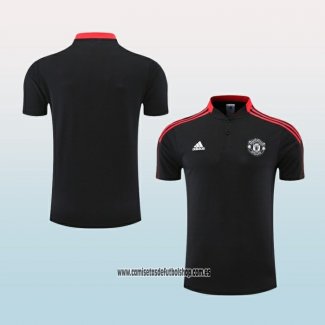 Camiseta Polo del Manchester United 22-23 Negro y Rojo