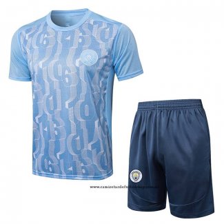 Chandal del Manchester City 24-25 Manga Corta Azul - Pantalon Corto