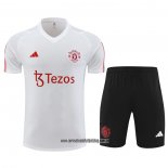 Chandal del Manchester United 23-24 Manga Corta Blanco - Pantalon Corto