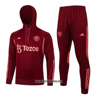 Chandal de Sudadera del Manchester United 23-24 Rojo Oscuro