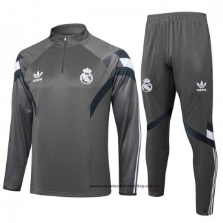 Chandal de Sudadera del Real Madrid Nino 24-25 Gris