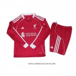 Primera Camiseta Liverpool Nino 25-26 Manga Larga