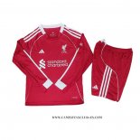 Primera Camiseta Liverpool Nino 25-26 Manga Larga