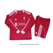 Primera Camiseta Liverpool Nino 25-26 Manga Larga