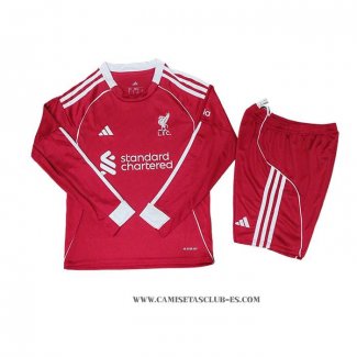 Primera Camiseta Liverpool Nino 25-26 Manga Larga