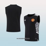 Camiseta de Entrenamiento Manchester United 22-23 Sin Mangas Negro