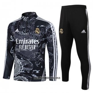 Chandal de Sudadera del Real Madrid Nino 23-24 Negro