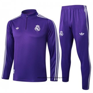 Chandal de Sudadera del Real Madrid Nino 25-26 Purpura