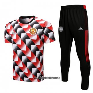 Chandal del Manchester United 22-23 Manga Corta Negro y Rojo