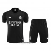 Chandal del Real Madrid 23-24 Manga Corta Negro - Pantalon Corto