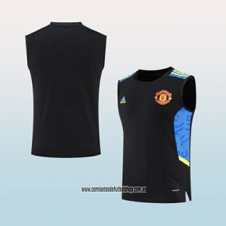 Camiseta de Entrenamiento Manchester United 22-23 Sin Mangas Azul