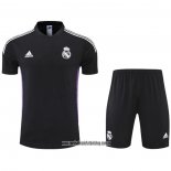 Chandal del Real Madrid 22-23 Manga Corta Negro y Purpura - Pantalon Corto