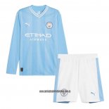 Primera Camiseta Manchester City Nino 23-24 Manga Larga