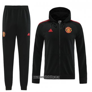 Chandal con Capucha del Manchester United 22-23 Negro