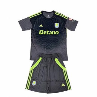 Camiseta Aston Villa Portero Nino 25-26 Negro