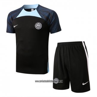 Chandal del Inter Milan 22-23 Manga Corta Negro - Pantalon Corto