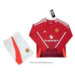 Primera Camiseta Manchester United Nino 24-25 Manga Larga