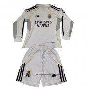 Primera Camiseta Real Madrid Nino 25-26 Manga Larga