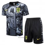 Chandal del Brasil Jesus 24-25 Manga Corta Negro - Pantalon Corto