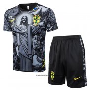 Chandal del Brasil Jesus 24-25 Manga Corta Negro - Pantalon Corto