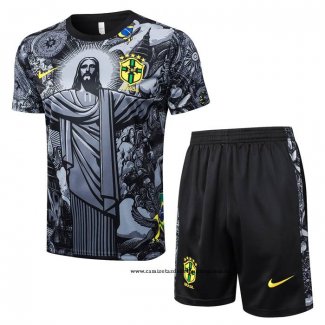 Chandal del Brasil Jesus 24-25 Manga Corta Negro - Pantalon Corto