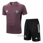Chandal del Manchester United 25-26 Manga Corta Marron - Pantalon Corto