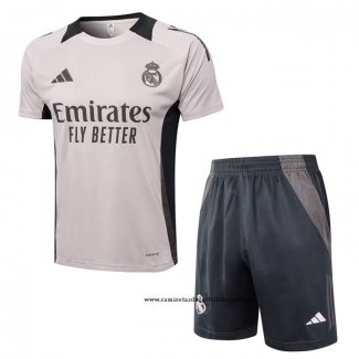 Chandal del Real Madrid 24-25 Manga Corta Rosa Claro - Pantalon Corto