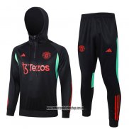 Chandal de Sudadera del Manchester United Nino 23-24 Negro y Rojo