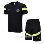 Chandal del Manchester City 22-23 Manga Corta Negro - Pantalon Corto