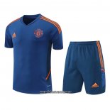 Chandal del Manchester United 22-23 Manga Corta Azul - Pantalon Corto