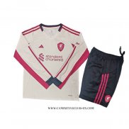 Segunda Camiseta Liverpool Nino 25-26 Manga Larga