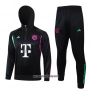 Chandal de Sudadera del Bayern Munich Nino 23-24 Negro y Blanco