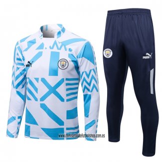 Chandal de Sudadera del Manchester City 22-23 Blanco y Azul