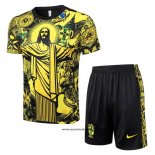 Chandal del Brasil Jesus 24-25 Manga Corta Amarillo - Pantalon Corto