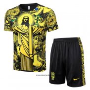 Chandal del Brasil Jesus 24-25 Manga Corta Amarillo - Pantalon Corto