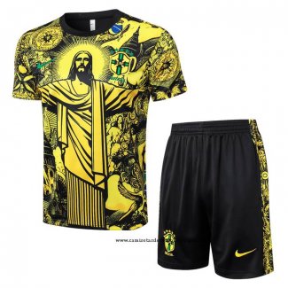 Chandal del Brasil Jesus 24-25 Manga Corta Amarillo - Pantalon Corto