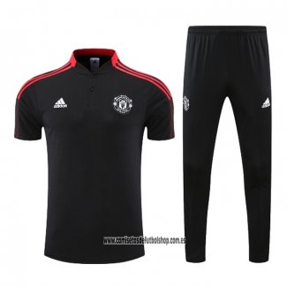 Conjunto Polo del Manchester United 22-23 Negro y Rojo