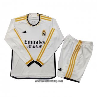 Primera Camiseta Real Madrid Nino 23-24 Manga Larga