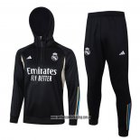 Chandal de Sudadera del Real Madrid Nino 23-24 Negro y Blanco