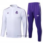 Chandal de Sudadera del Real Madrid Nino 25-26 Blanco Purpura