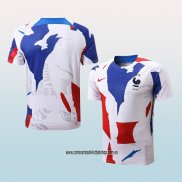 Camiseta de Entrenamiento Francia 22-23 Blanco Rojo Azul