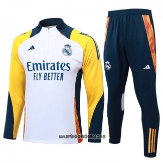 Chandal de Sudadera del Real Madrid Nino 24-25 Blanco