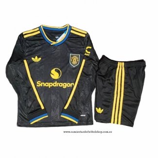 Tercera Camiseta Manchester United Nino 25-26 Manga Larga