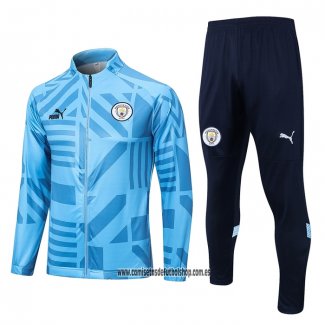 Chandal de Chaqueta del Manchester City 22-23 Azul Claro