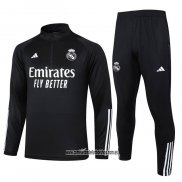 Chandal de Sudadera del Real Madrid 23-24 Negro y Blanco