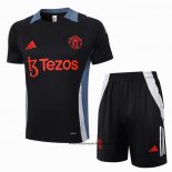Chandal del Manchester United 24-25 Manga Corta Negro - Pantalon Corto
