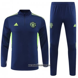 Chandal de Sudadera del Manchester United 22-23 Azul y Verde