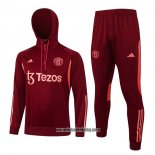 Chandal de Sudadera del Manchester United Nino 23-24 Rojo Oscuro