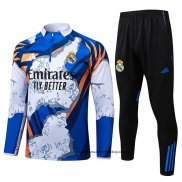 Chandal de Sudadera del Real Madrid Nino 25-26 Azul Blanco