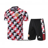 Chandal del Manchester United 22-23 Manga Corta Negro y Rojo - Pantalon Corto